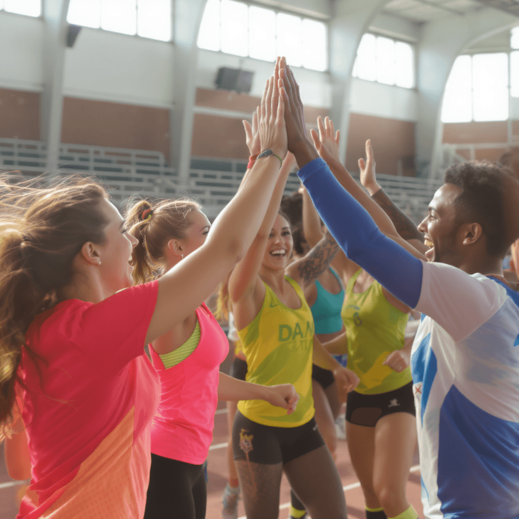 Team celebrating achievements together